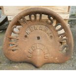 A vintage cast iron Nicholson of Newark tractor seat with pierced lettering