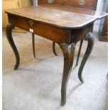 A 29" Louis XV oak drop-flap table, with double gated split cabriole leg action - a/f