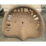 A vintage cast iron Nicholson of Newark tractor seat with pierced lettering