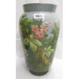 A 14½" late 19th Century French art pottery hand painted terracotta vase with impressionistic