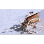 A turn of the Century ralli cart with coachbuilt body, lamp sconces, steps and leaf springs - 49"