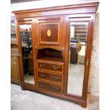 A 6' 4" late 19th Century James Schoolbred retailed inlaid mahogany wardrobe, by Shapland and Petter