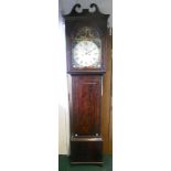 A 19th Century mahogany and cross banded longcase clock, with broken swan neck pediment and 14"