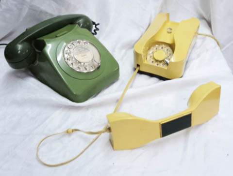 A GPO 746 rotary dial telephone in green colourway - sold with a vintage Italian made compact rotary