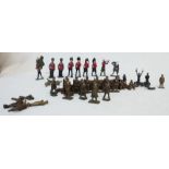 A collection of 30mm lead First World War soldiers, sailors, sandbags and motorcycle, etc. - sold