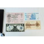 An album containing antique and later world banknotes, including US "Black Eagle" 1 Dollar silver