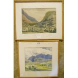 Alfred Heaton Cooper 1863-1929 (attributed): a framed watercolour depicting a mountainous