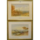 By or in the style of John Sell Cotman: A gilt framed watercolour entitled, "Valley of Corriati" -