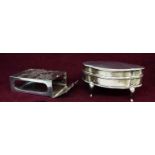 A silver scalloped edge trinket box with liner and slender cabriole legs - Birmingham 1917 - sold
