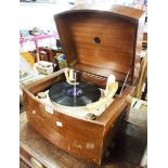 A vintage PYE walnut cased bow fronted cased "HiFi" gramophone, with BSR record deck - Sold as a