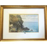 Arthur Suker: a gilt framed watercolour depicting a West Country rocky coastline - signed - 11" x