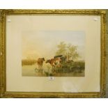 After Thomas Sidney Cooper: a gilt framed coloured print entitled The Cow Sedgley  "Queen Victoria's