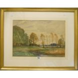 Edwin Harris: a gilt framed watercolour depicting cattle watering in an extensive river