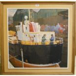 Richard. Dack (Kingsbridge artist): a pine and hessian framed oil on canvas entitled Penzance Dry