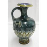 A 5 1/2" late 19th Century Royal Doulton baluster single handled vase, initialled EM for Emma