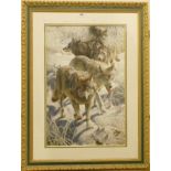 Carl Brenders: a decorative gilt framed limited edition coloured print entitled "Miles to Go",