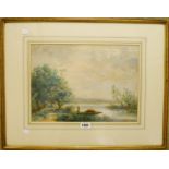 Herbet Kingsford: a framed watercolour, entitled "The Orchard Ferry", signed and dated 1904 - 11 1/