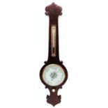 A 3' 1 1/2" antique rosewood framed banjo barometer/thermometer with decorative printed dial, bone