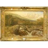 In the manner of G.H. Jenkins: a gilt framed oil on canvas depicting a rural river scene, title