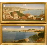 A pair of gilt framed early 20th Century colour tinted photographic panoramic views of Cannes -