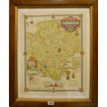 An oak framed and gilt slipped Devonshire map print from "The Countryman" - dated 1947