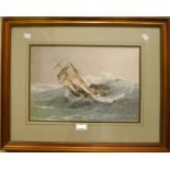 John Chancellor: a framed coloured print entitled Broach To, depicting the little schooner "Susan