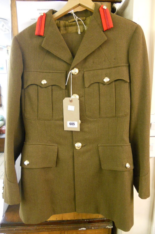 A mid 20th Century British Army colonel's No.2 dress uniform with crowns (pips missing), scarlet