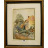 Thomas Binmore: a framed watercolour depicting a view of a cottage at Netherton near Newton Abbot