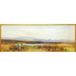F.J. Widgery: a framed and gilt slipped gouache, depicting a view of Dartmoor with pool in