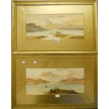 M. Walton: a pair of gilt framed and slipped watercolours, depicting extensive lakeland views with