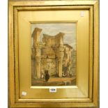 After Samuel Prout a gilt framed "Grand Tour" watercolour view of "Temple of Pallas (Rome)" - from