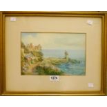 W.H. Sweet: a gilt framed watercolour of Lynmouth, depicting the Rhenish tower as viewed from the