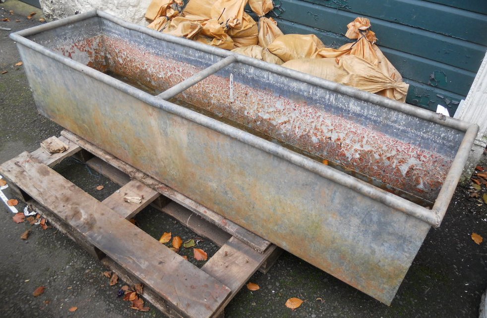 A 6' galvanised feed trough