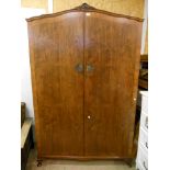 A 4' 1" 20th Century Wrighton Furniture walnut double wardrobe with moulded cornice and hanging