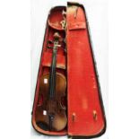 An early 20th Century ½ size violin bearing Made in Czecho-Slovakia "Stradivarius" label, with