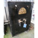 A Victorian steel plate safe with painted finish, gilt metal plaque bearing royal cipher and Her