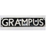 A painted cast iron railway destination sign "Grampus"