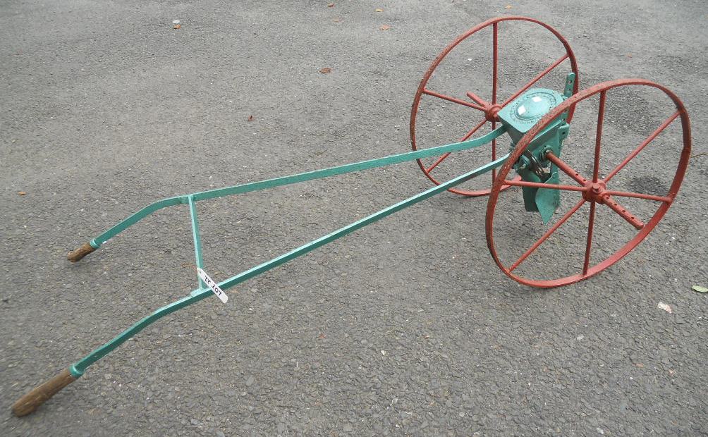 A vintage manual seed drill by W.R. Bretton & Co., St. Germans, Cornwall