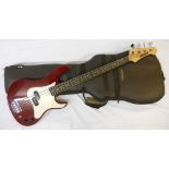 A Yamaha Altitude Plus bass guitar in cherry red finish - sold with Peavey gig bag