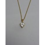 A 9CT GOLD FANCY CUBIC ZIRCONIA PENDANT NECKLACE, hallmarks for London, length 45cm