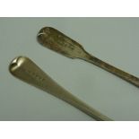 TWO GEORGIAN SILVER SERVING SPOONS, (2)