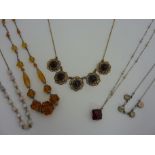 VINTAGE NECKLACES, to include a decorative Czech glass necklace, two 1930's glass necklaces and