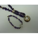 AN AMETHYST NECKLACE, and bracelet (2)
