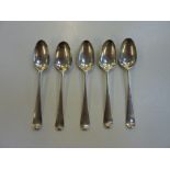 FIVE GEORGIAN SILVER OLD ENGLISH PATTERN TEASPOONS, (approximately 61g in all) (5)