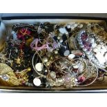A TRAY OF COSTUME JEWELLERY
