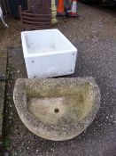 A BELFAST SINK, and a concrete trough (2)