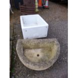 A BELFAST SINK, and a concrete trough (2)