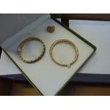 A COLLECTION OF COSTUME JEWELLERY SETS, to include a bangle, a ring and a further gemset bangle,