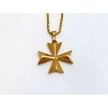 A MALTESE CROSS PENDANT, length 40cm, stamped 750