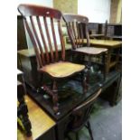 A HIGH BACK CHAIR, and two kitchen chairs (3)